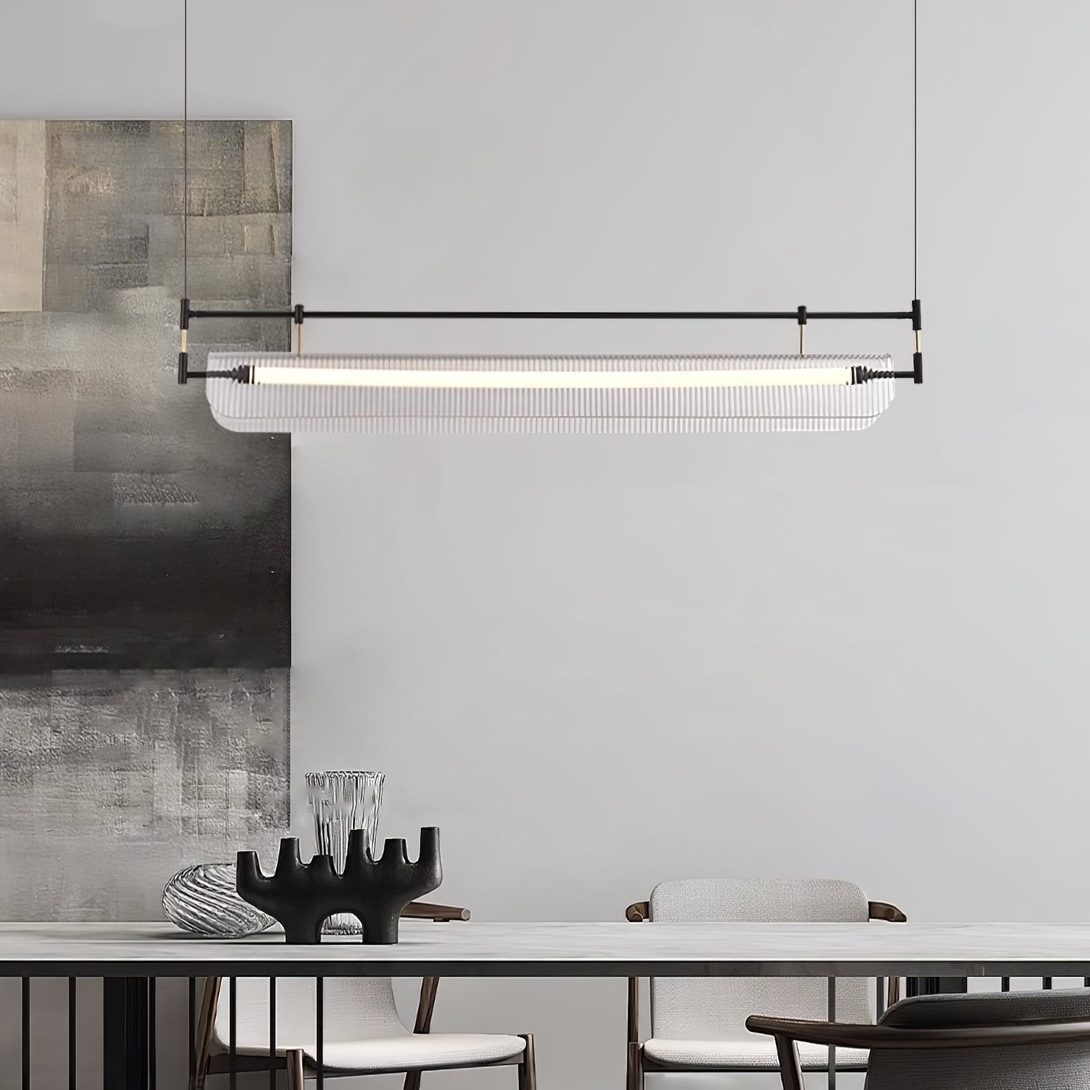NovaLine Linear Strip Chandelier in Modern Metal Finish | Lersk