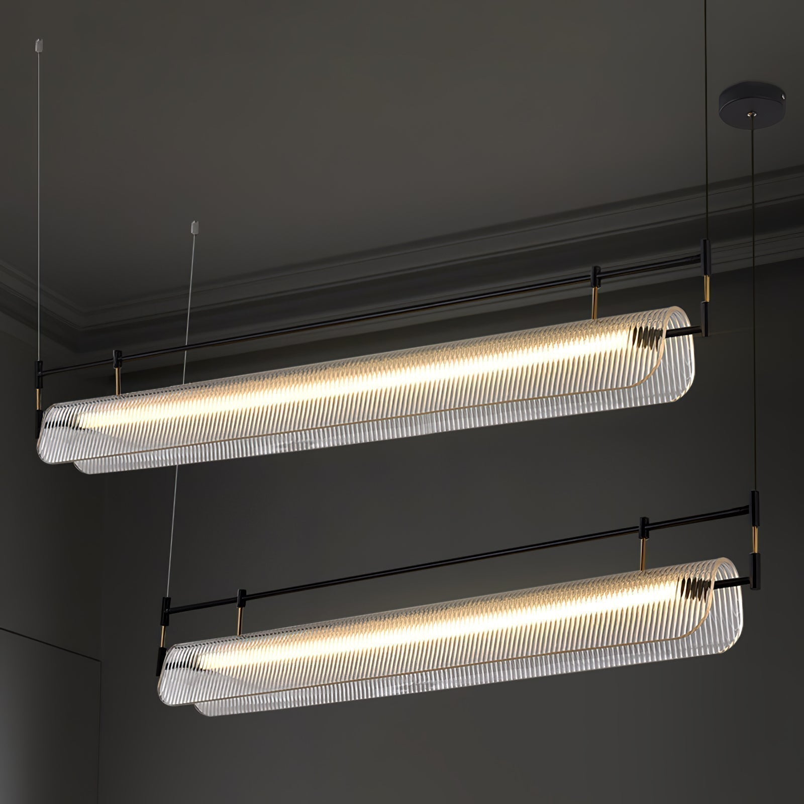 NovaLine Linear Strip Chandelier in Modern Metal Finish | Lersk