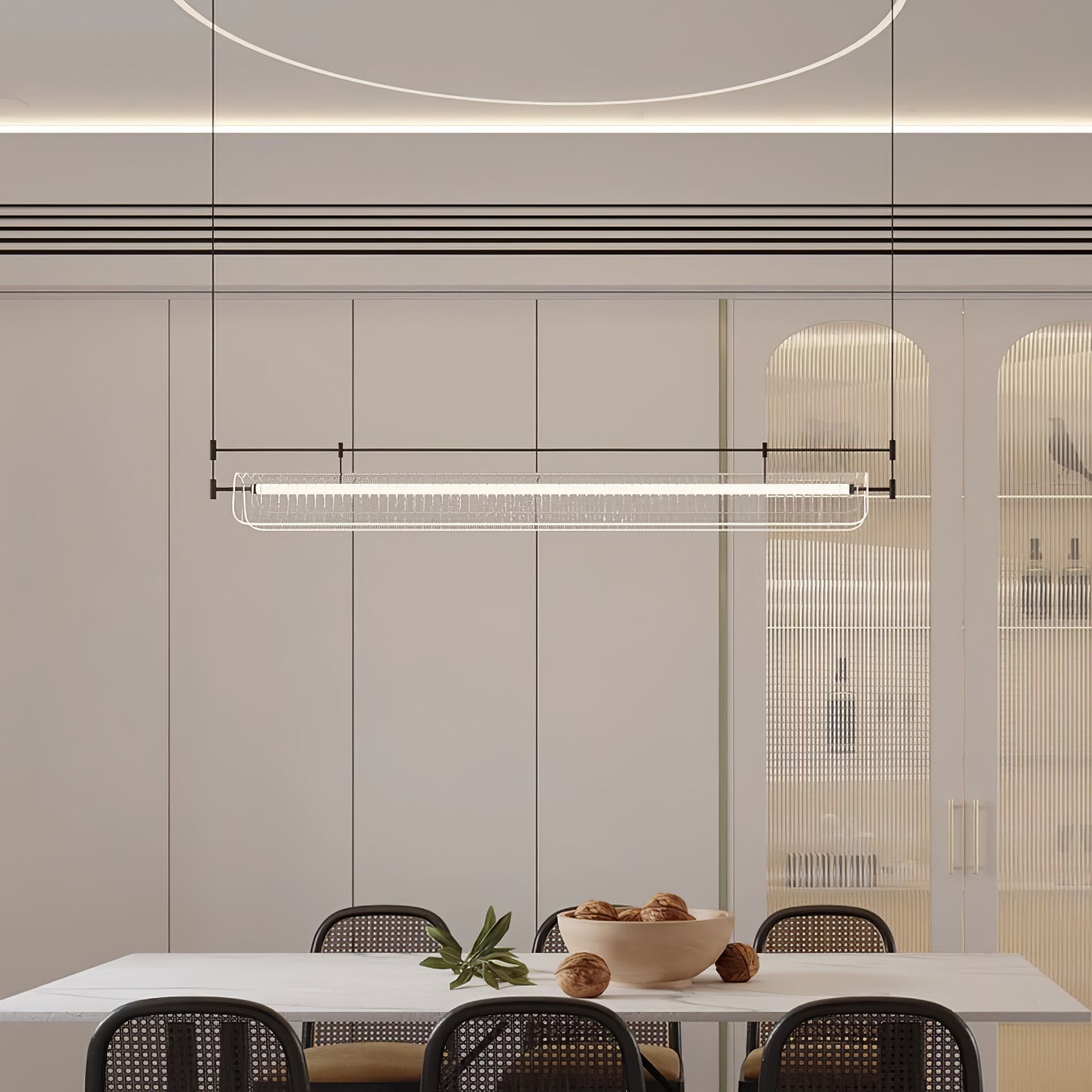 NovaLine Linear Strip Chandelier in Modern Metal Finish | Lersk
