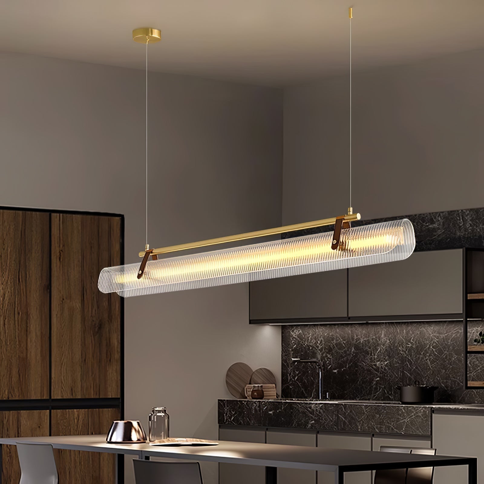 NovaLine Linear Strip Chandelier in Modern Metal Finish | Lersk