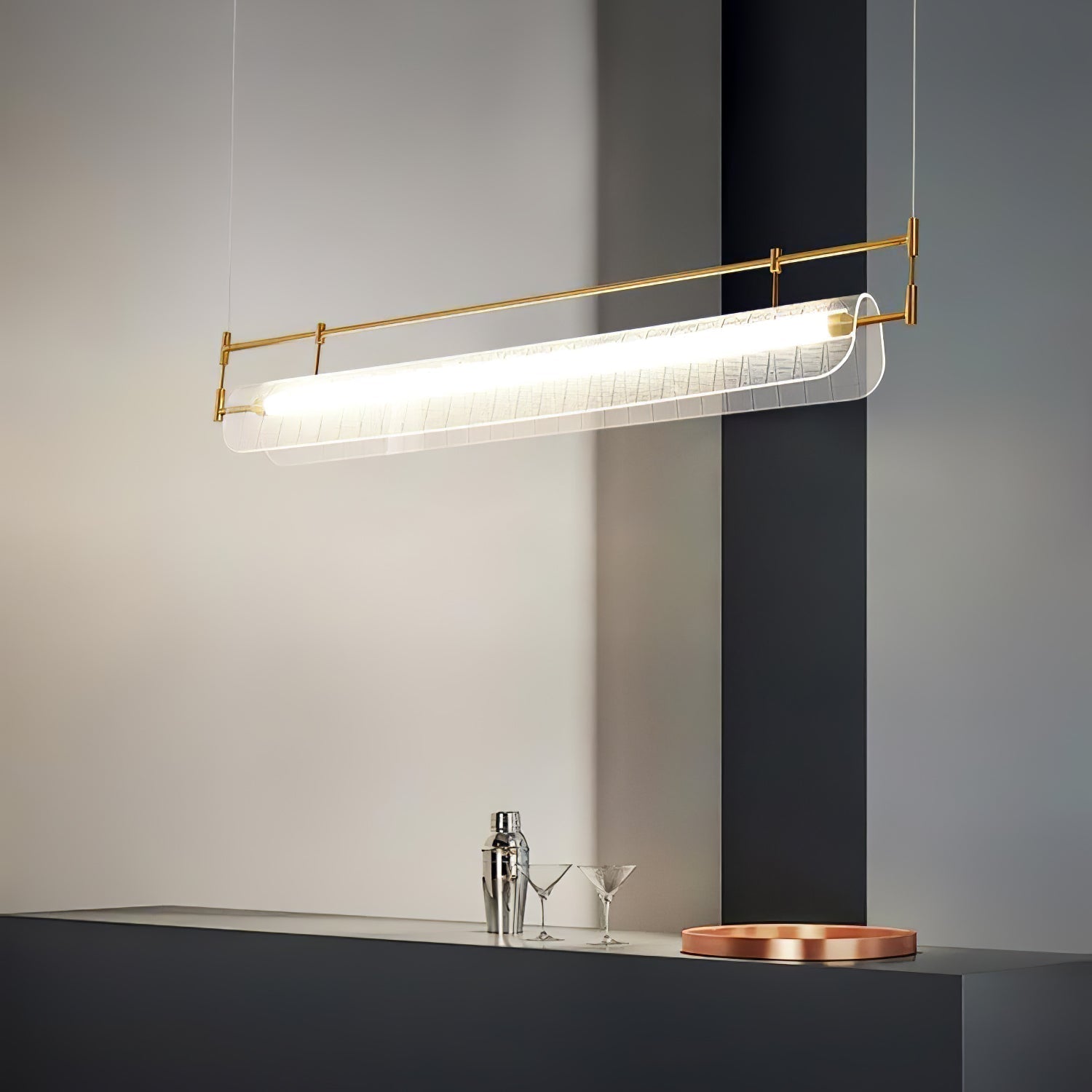 NovaLine Linear Strip Chandelier in Modern Metal Finish | Lersk