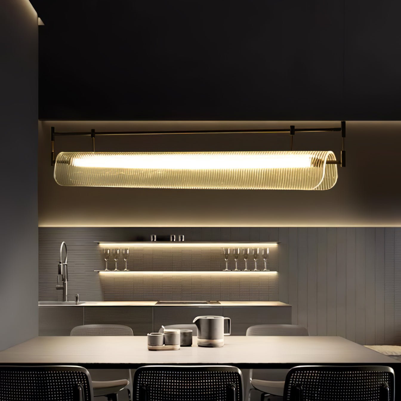 NovaLine Linear Strip Chandelier in Modern Metal Finish | Lersk