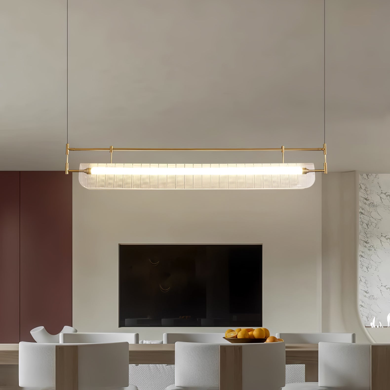 NovaLine Linear Strip Chandelier in Modern Metal Finish | Lersk