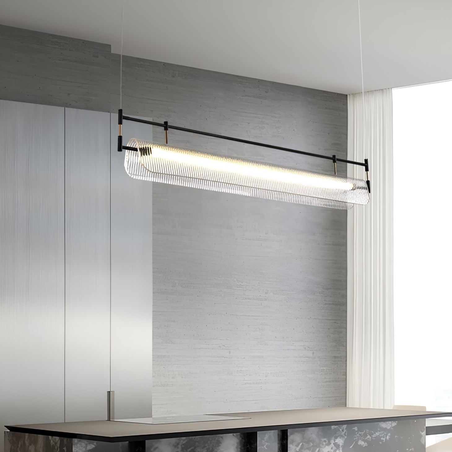 NovaLine Linear Strip Chandelier in Modern Metal Finish | Lersk