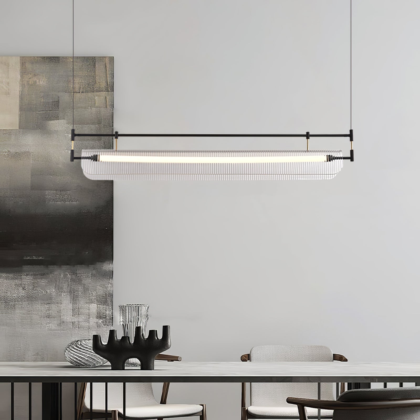 NovaLine Linear Strip Chandelier in Modern Metal Finish | Lersk