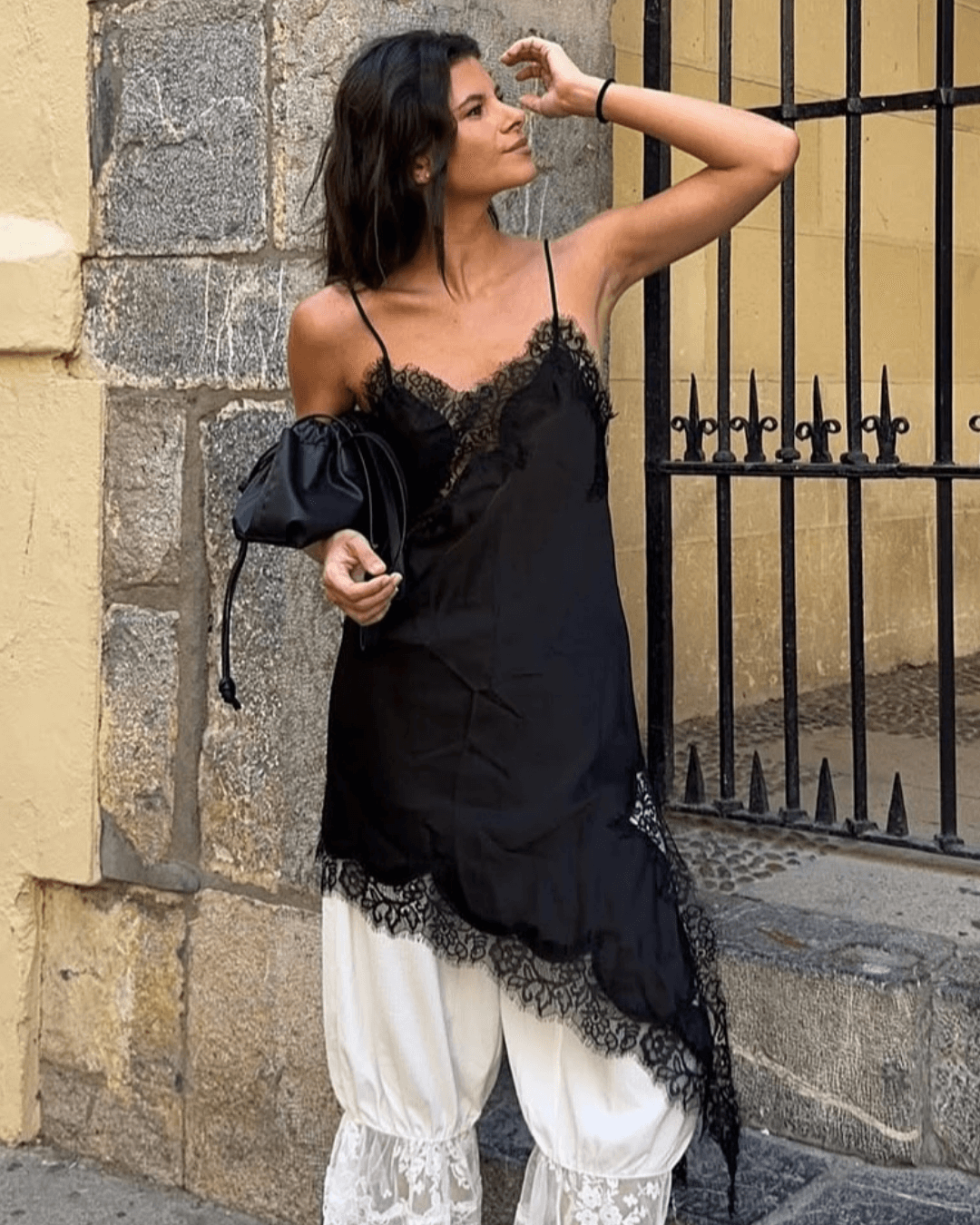 Asymmetric Satin & Lace Cocktail Dress | Lersk
