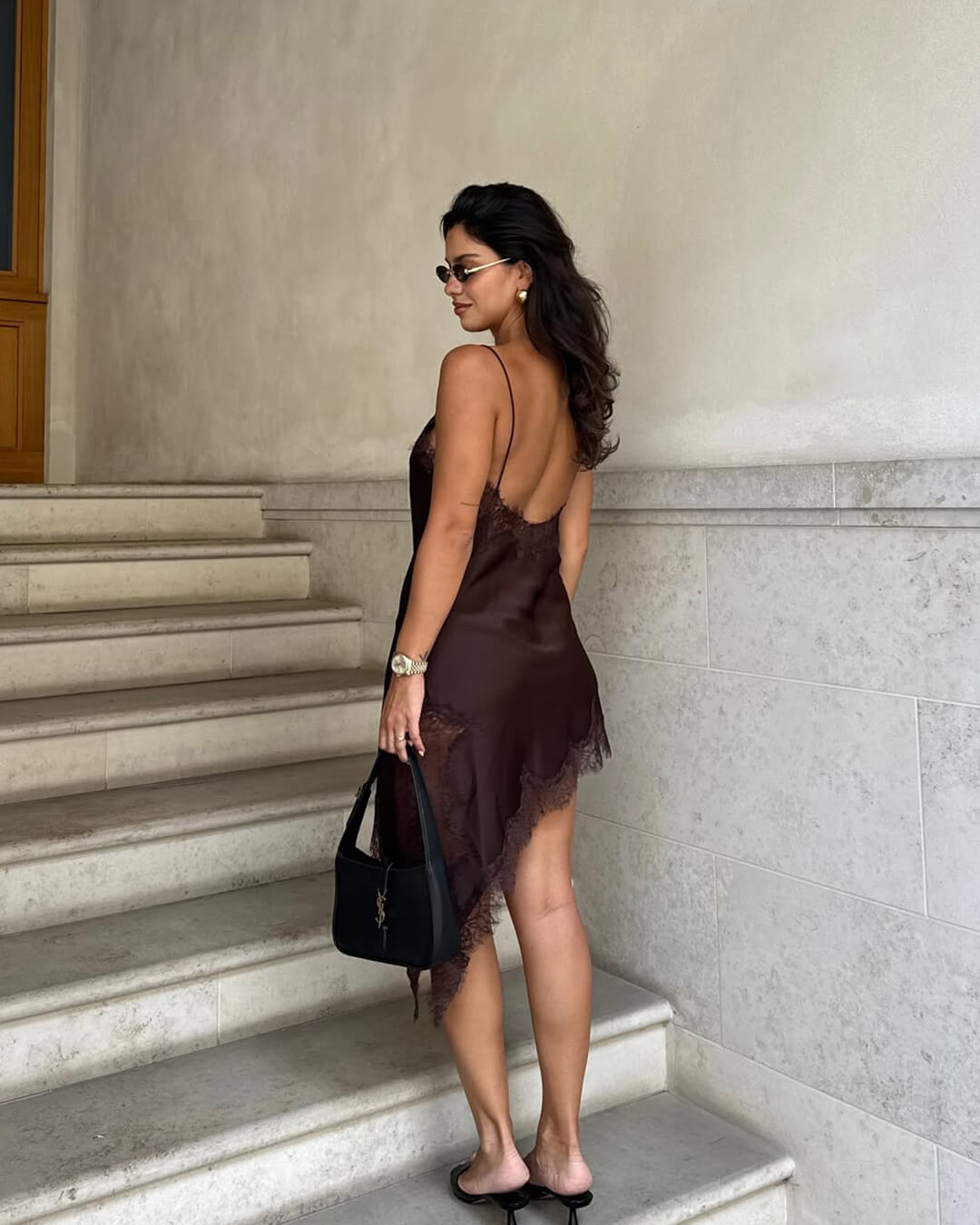 Asymmetric Satin & Lace Cocktail Dress | Lersk