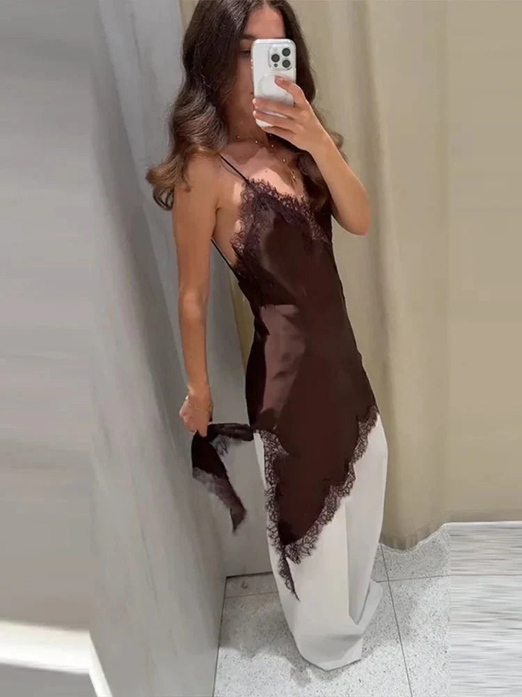 Asymmetric Satin & Lace Cocktail Dress | Lersk