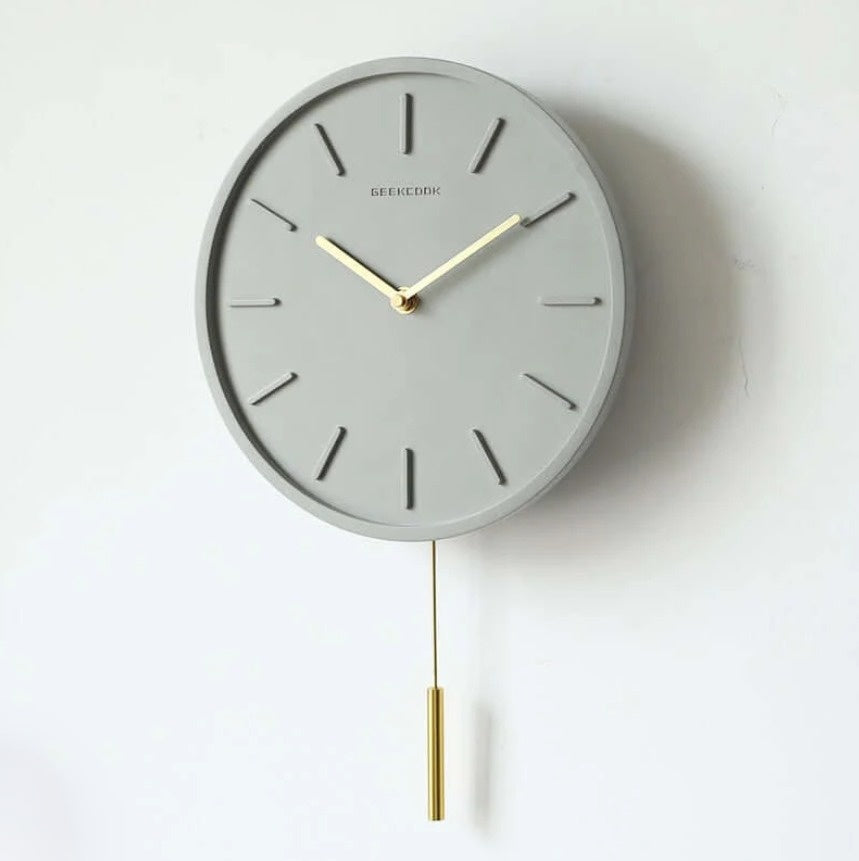 Fjordline Nordic Cement Wall Clock With Metal Pendant | Lersk