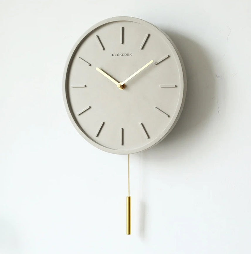 Fjordline Nordic Cement Wall Clock With Metal Pendant | Lersk