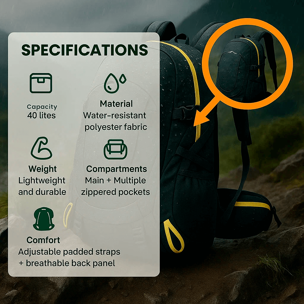 Kavero 40L Waterproof Hiking Backpack With Multiple Pockets | Lersk