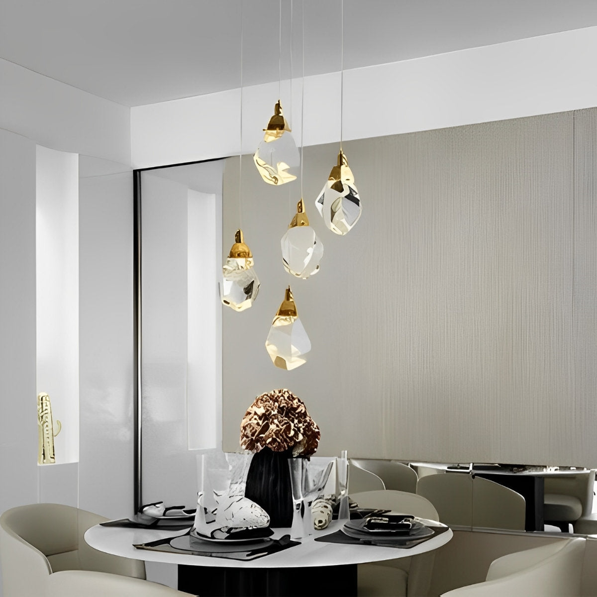NyraLace Spiral Crystal Droplets Pendant Chandelier for Staircases and Hallways | Lersk
