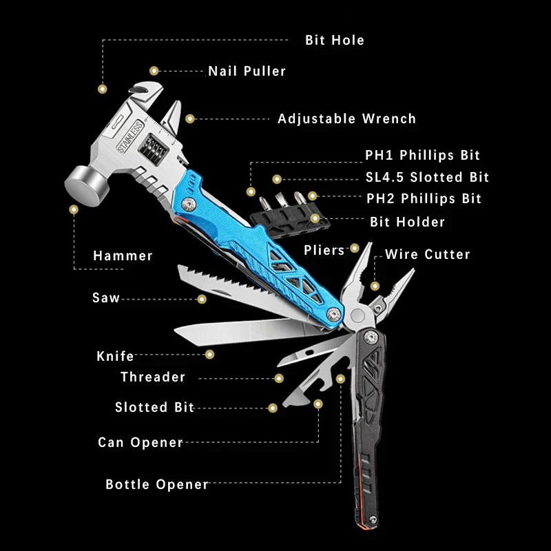 Multifunctional Stainless Steel Folding Body Ball Hammer For Daily Tasks And Adventures | Lersk