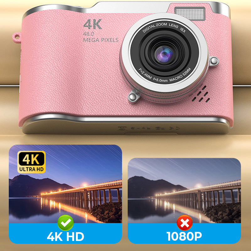 Fotocamera Digitale 4K HD con Schermo Ribaltabile per Scattare Foto Nitide e Video ad Alta Definizione Fluidi | Lersk