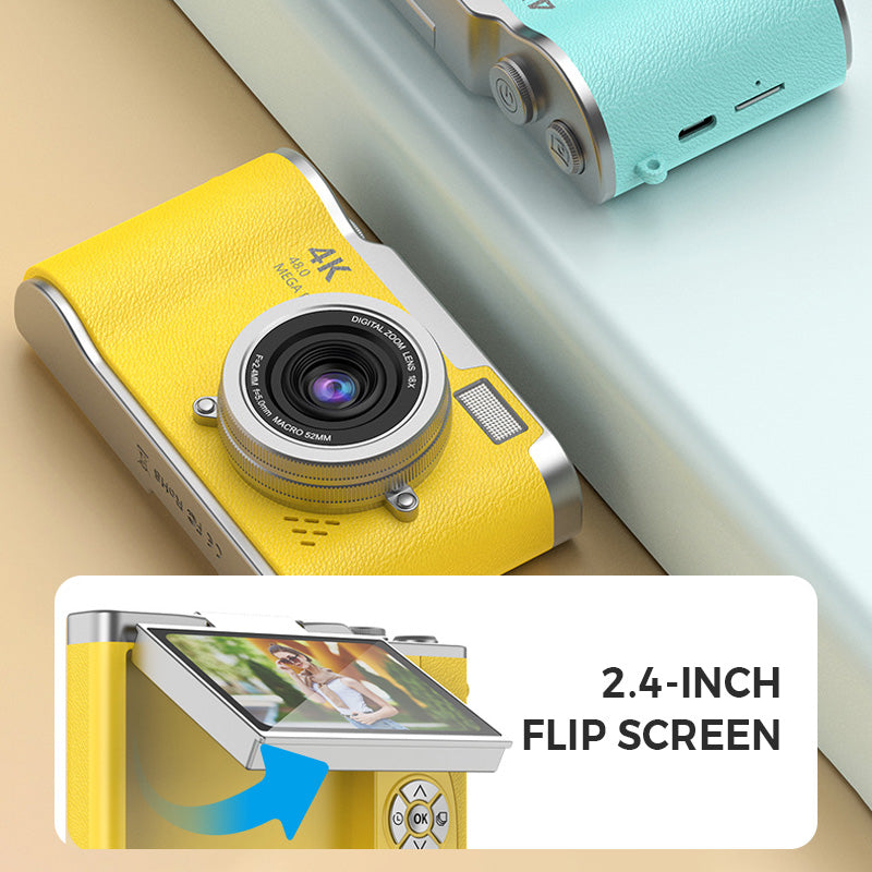 Fotocamera Digitale 4K HD con Schermo Ribaltabile per Scattare Foto Nitide e Video ad Alta Definizione Fluidi | Lersk