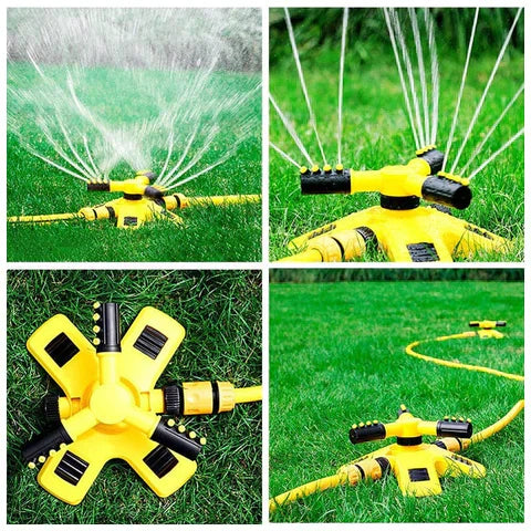 AquaFlow 360 roterende plænesprinkler med 360 graders dækning, vandbesparende teknologi og justerbar spray | Lersk