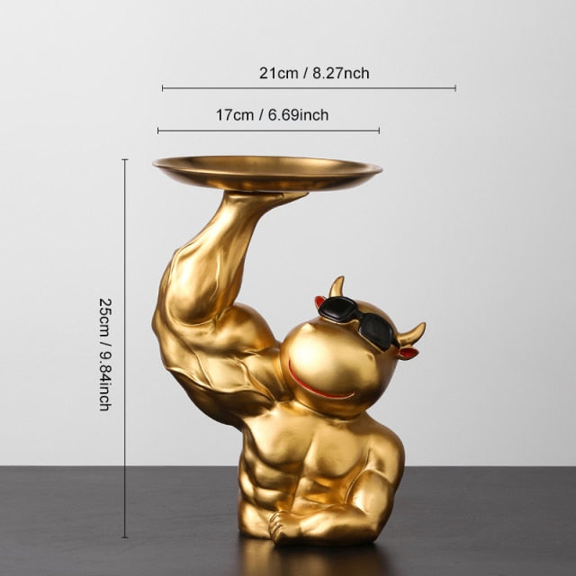 Luxio Gold Cow Tray Decor for Tables and Desks Rich Design | Lersk