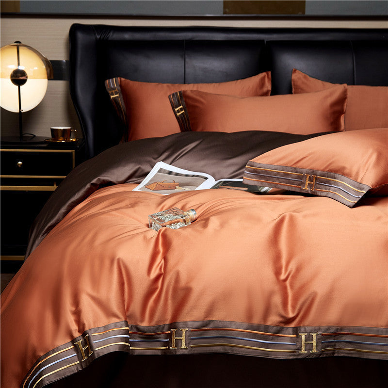 NovaQuill Satin Cotton Embroidered Bedding Set 4 Piece | Lersk